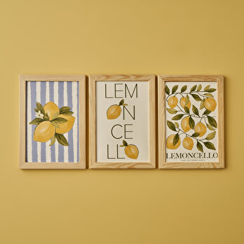Lemoncello Çerçeveli Tablo 3'lü Naturel (50x70 cm)