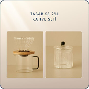 Tabarise 2'li Kahve Seti Naturel