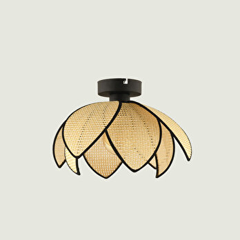 Amaya Plafonyer Rattan Avize Krem-Siyah (26x20 cm)