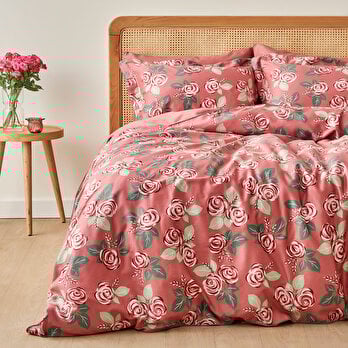 %100 Pamuk Saten Rose Çift Kişilik Nevresim Seti Mürdüm (200x220 cm)