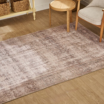 Vintage Desenli Dijital Baskı Halı Pudra (152x230 cm)