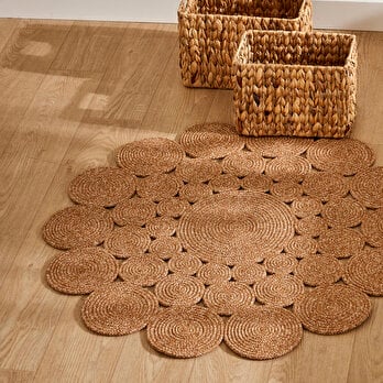 Rina Jüt Görünümlü El Dikişi Papatya Kilim Çöl Beji (120x120 cm)