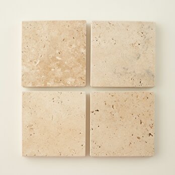 Ephesus 4'lü Traverten Bardak Altlığı (10x10 cm)