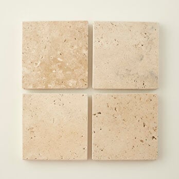 Ephesus 4'lü Traverten Bardak Altlığı (10x10 cm)