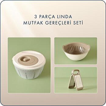 Linda 3 Parça Mutfak Gereçleri Seti Bej