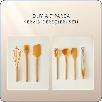 Olivia 7 Parça Servis Gereçleri Seti Hardal